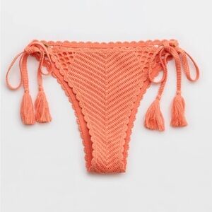 Aerie Crochet cheekiest Tassel Bikini Bottom sz XS nwt,010